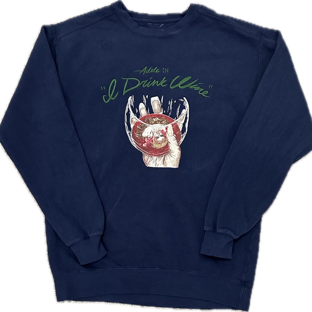 Adele- I Drink Wine Blue Sweater